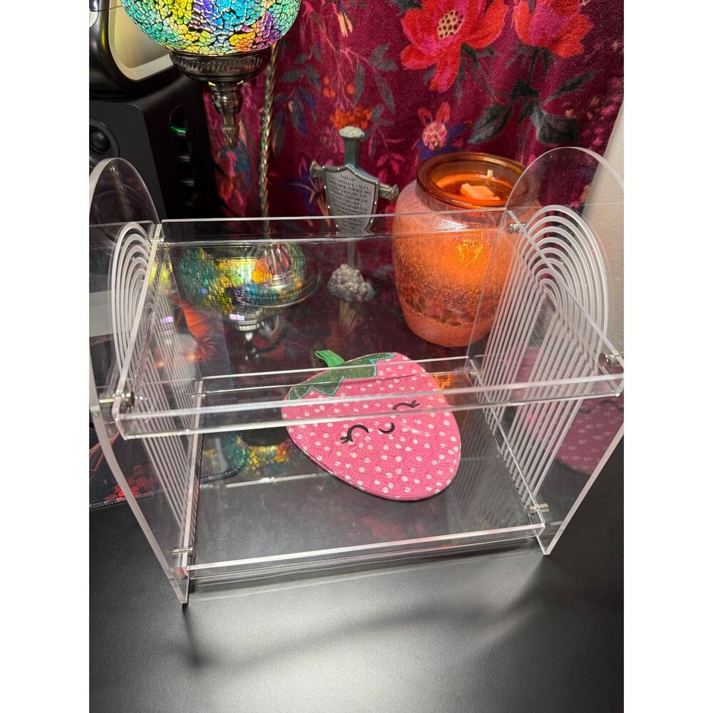 Vintage Clear Rainbow 2 tier Acrylic Vanity Tray - all parts attached! - Picture 6 of 7